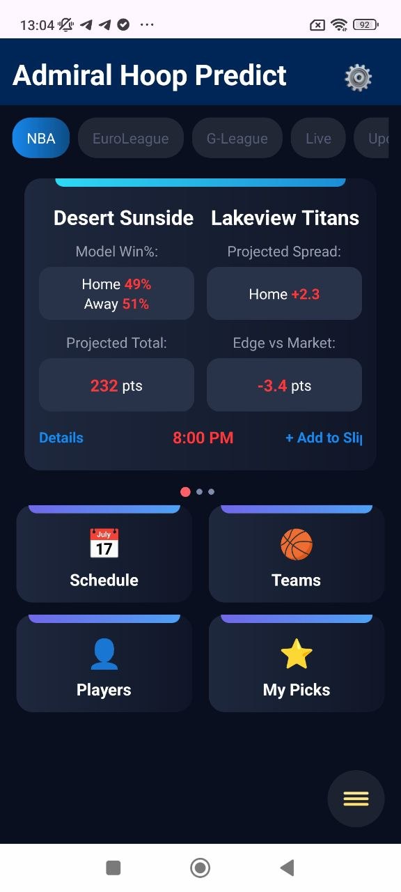 Details and prediction screen